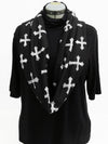 Black/Shadow Gray/White Cotton/Spandex Cross Print Infinity Scarf