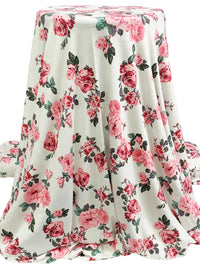Eggshell/Petal Pink/Dark Hunter Green Rayon/Lycra Floral Print Jersey Knit 62W