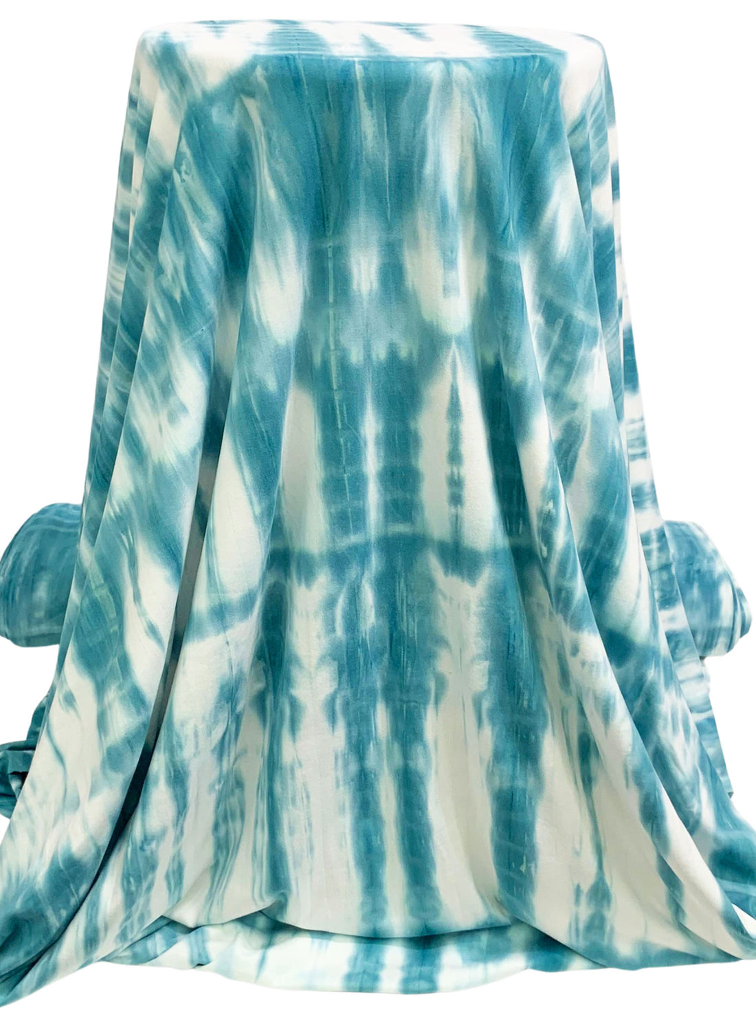 Dark Cyan Blue Rayon/Lycra Tie-Dye Double Brushed Knit 58W