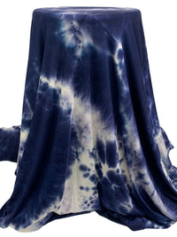 Navy/Off-White Rayon/Lycra Tie-Dye Jersey Knit 58W