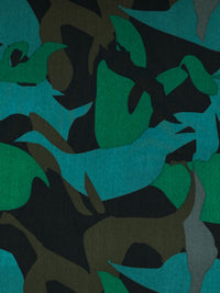 Black/Emerald Green/Teal Green/Mocha 100% Polyester Abstract Print Crepe de Chine - NY Designer - 58W