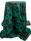 Black/Emerald Green/Teal Green/Mocha 100% Polyester Abstract Print Crepe de Chine - NY Designer - 58W