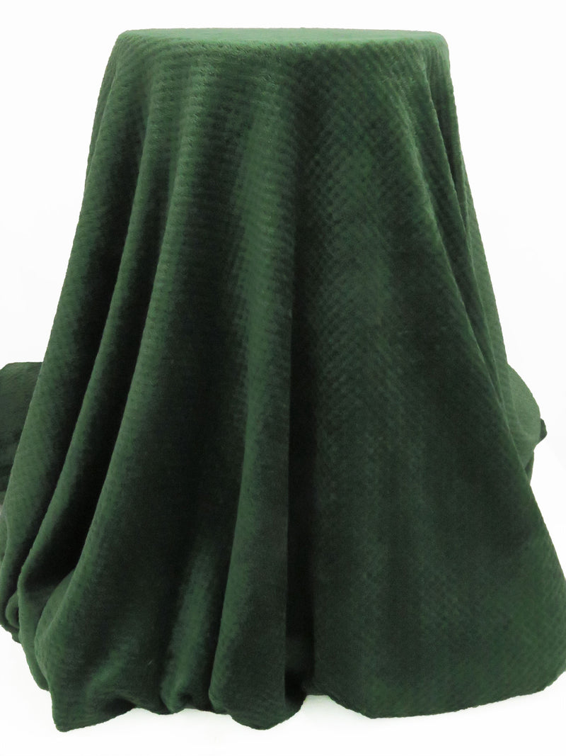 Forest Green 100% Polyester Check Weave High Loft Fleece - Polartec - 62W