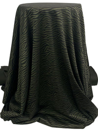 Muted Olive/Black Polyester/Lycra Wavy Design Jacquard Double Knit - NY Designer - 58W