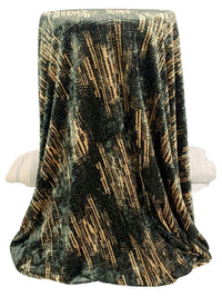 Steel Gray/Bisque Polyester/Lycra Abstract Print Pleated Velvet Knit - NY Designer - 54W