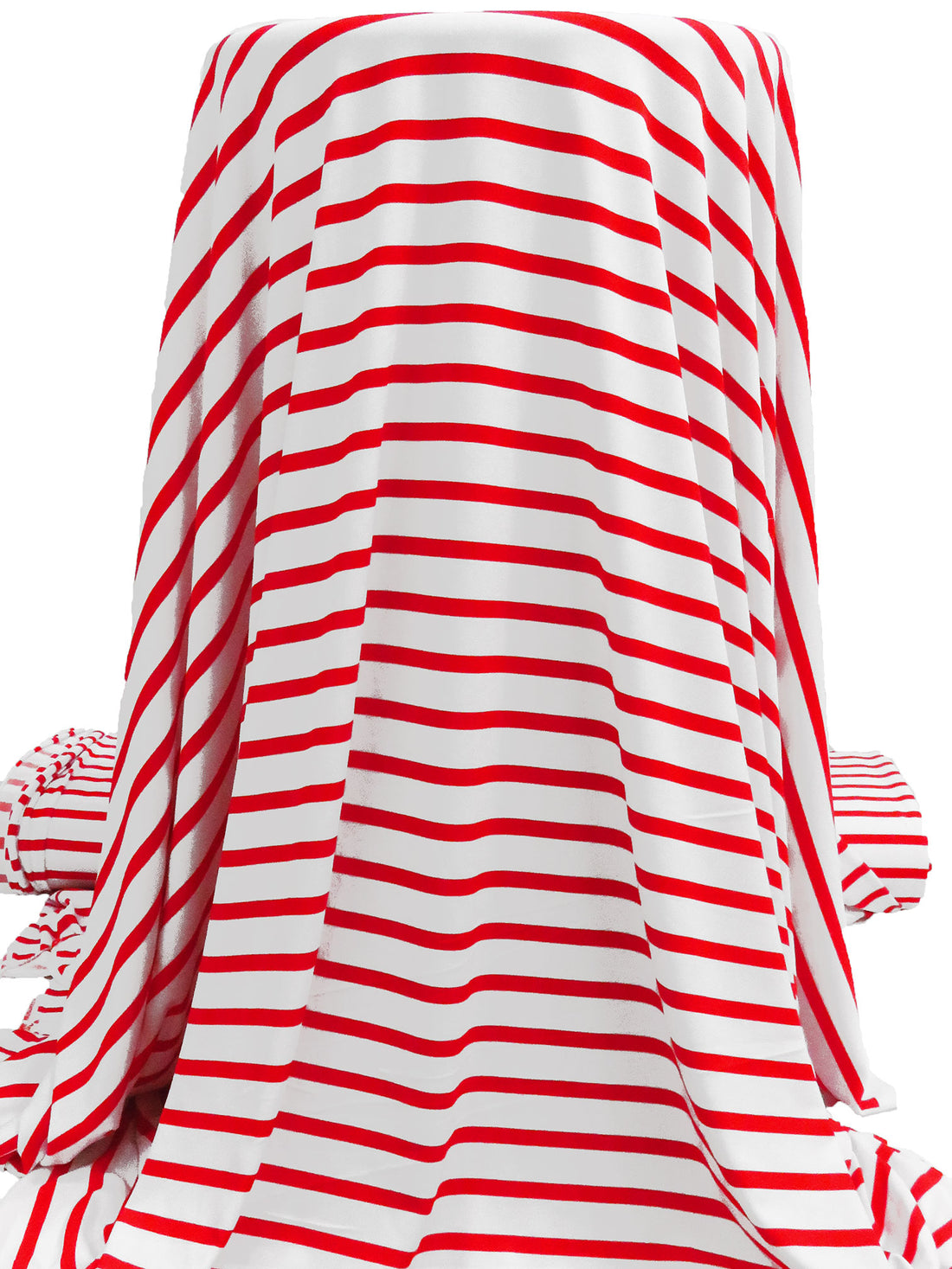 White/Chili Pepper Polyester/Lycra Horizontal Stripe Print ITY Knit 60W