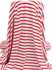 White/Chili Pepper Polyester/Lycra Horizontal Stripe Print ITY Knit 60W