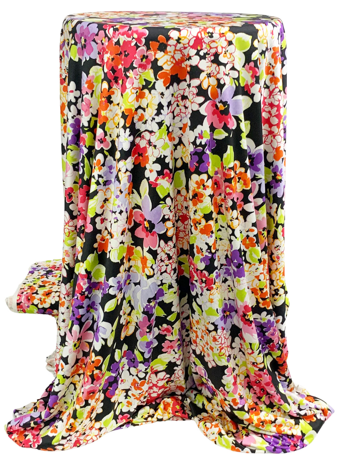 Purple Heart/Black/Crimson Red/Multi 100% Rayon Floral Print Interlock Knit 45W