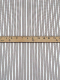 Mousy Brown/White 100% Cotton Vertical Stripe Weave Shirting - NY Designer - 60W