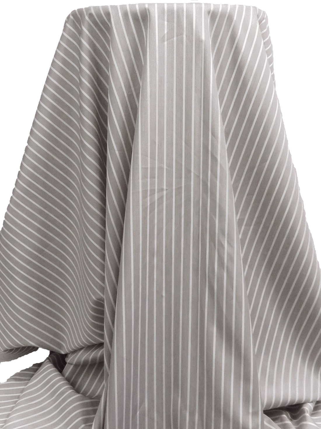 Mousy Brown/White 100% Cotton Vertical Stripe Weave Shirting - NY Designer - 60W