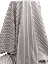 Mousy Brown/White 100% Cotton Vertical Stripe Weave Shirting - NY Designer - 60W