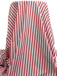 Dark Red/White/Dark Blue/Multi 100% Cotton Vertical Stripe Weave Shirting - NY Designer - 60W