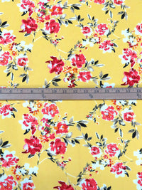 Royal Yellow/White/Pastel Red/Multi 100% Polyester Artistic Floral Print Crepe Blouse Weight Woven 58W