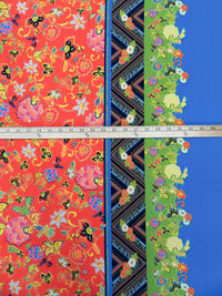 Vermilion/Lemon/Dark Cornflower/Multi Polyester/Lycra Multi Double Border Folk Floral Print ITY Knit 59W