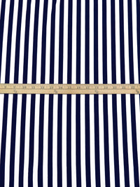 Midnight Blue/White Polyester/Lycra Vertical Stripe Print DTY Knit 60W