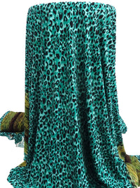 Teal Green/Light Bayside/Black/Multi Polyester/Lycra Double Border Animal Print ITY Knit 59W