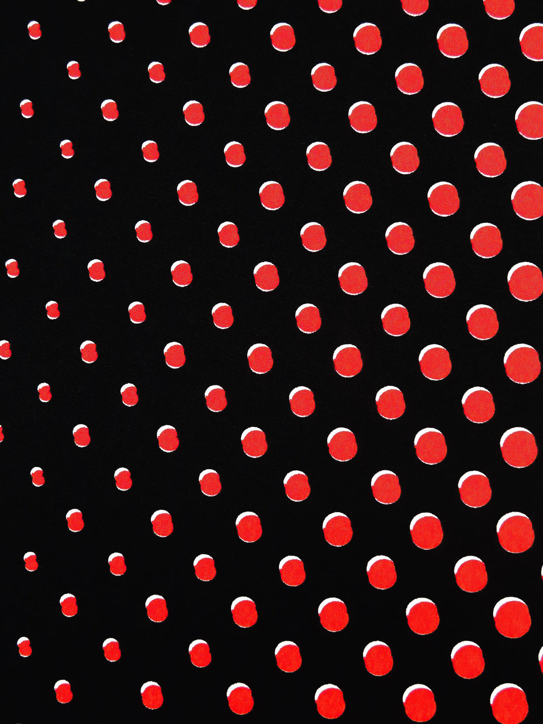 Black/White/Vivaldi Red Polyester/Lycra Variegated Offset Circles Print DTY Knit 60W