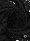 Black 100% Polyester Abstract Floral Weave Corded Lace - NY Designer - 48W