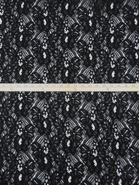Black 100% Polyester Abstract Floral Weave Corded Lace - NY Designer - 48W