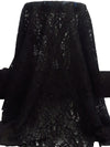 Black 100% Polyester Abstract Floral Weave Corded Lace - NY Designer - 48W