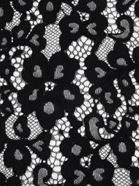 Coal Black 100% Polyester Floral Weave Corded Lace - NY Designer - 50W