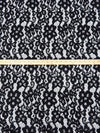 Coal Black 100% Polyester Floral Weave Corded Lace - NY Designer - 50W