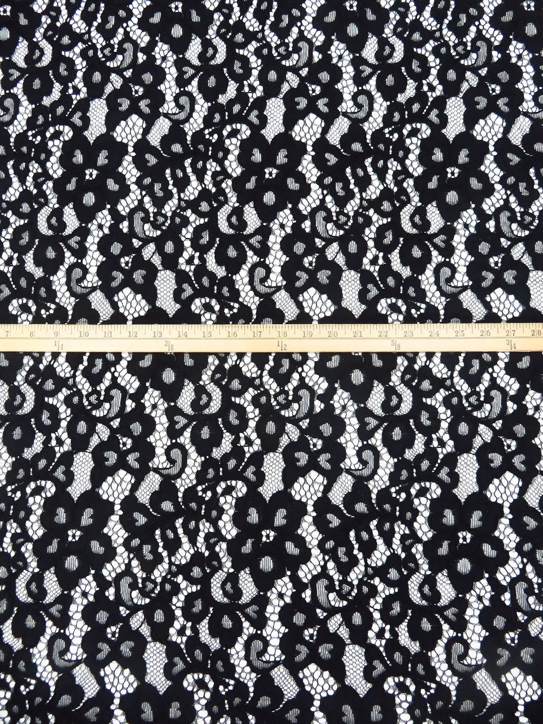 Coal Black 100% Polyester Floral Weave Corded Lace - NY Designer - 50W