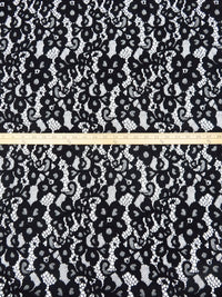 Coal Black 100% Polyester Floral Weave Corded Lace - NY Designer - 50W