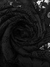Rich Black 100% Polyester Floral Weave Guipere Lace - NY Designer - 50W
