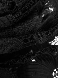 Rich Black 100% Polyester Floral Weave Guipere Lace - NY Designer - 50W