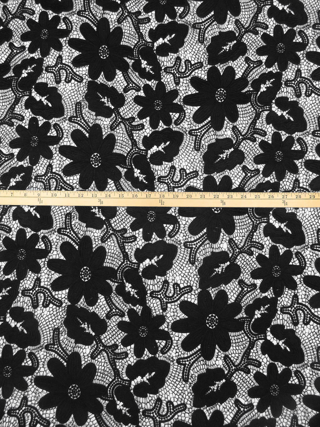 Rich Black 100% Polyester Floral Weave Guipere Lace - NY Designer - 50W