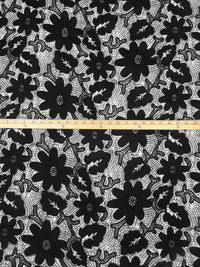 Rich Black 100% Polyester Floral Weave Guipere Lace - NY Designer - 50W