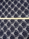 Midnight Navy 100% Polyester Medallion Floral Weave Pleated Lace Netting - NY Designer - 60W