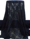 Midnight Navy 100% Polyester Medallion Floral Weave Pleated Lace Netting - NY Designer - 60W