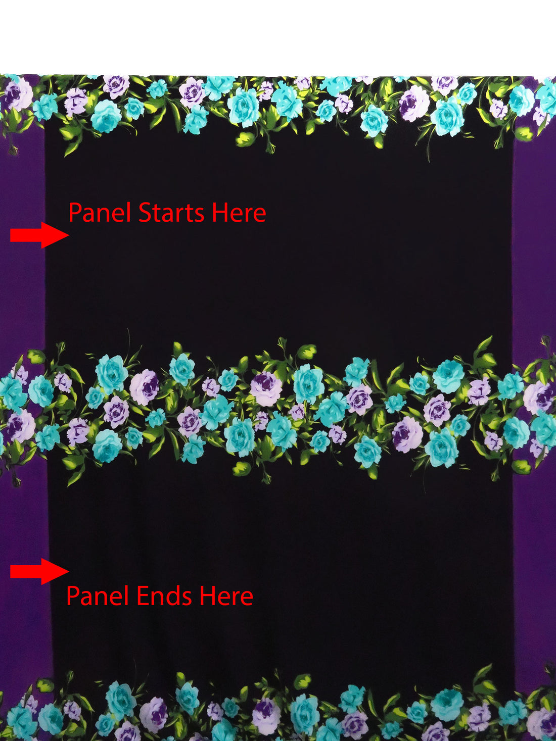 SOLD BY THE PANEL ONLY - Dark Purple/Black/Turquoise/Multi Polyester/Lycra Floral Garland Print ITY Knit 58W