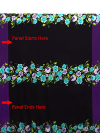 SOLD BY THE PANEL ONLY - Dark Purple/Black/Turquoise/Multi Polyester/Lycra Floral Garland Print ITY Knit 58W