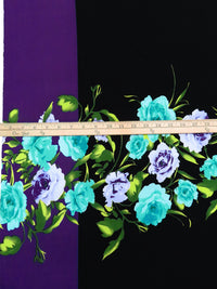 SOLD BY THE PANEL ONLY - Dark Purple/Black/Turquoise/Multi Polyester/Lycra Floral Garland Print ITY Knit 58W