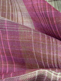 Sugar Plum/Off-White/Amaranth Pink/Garnet 100% Cotton Double-Faced Plaid Gauze - NY Designer - 58W