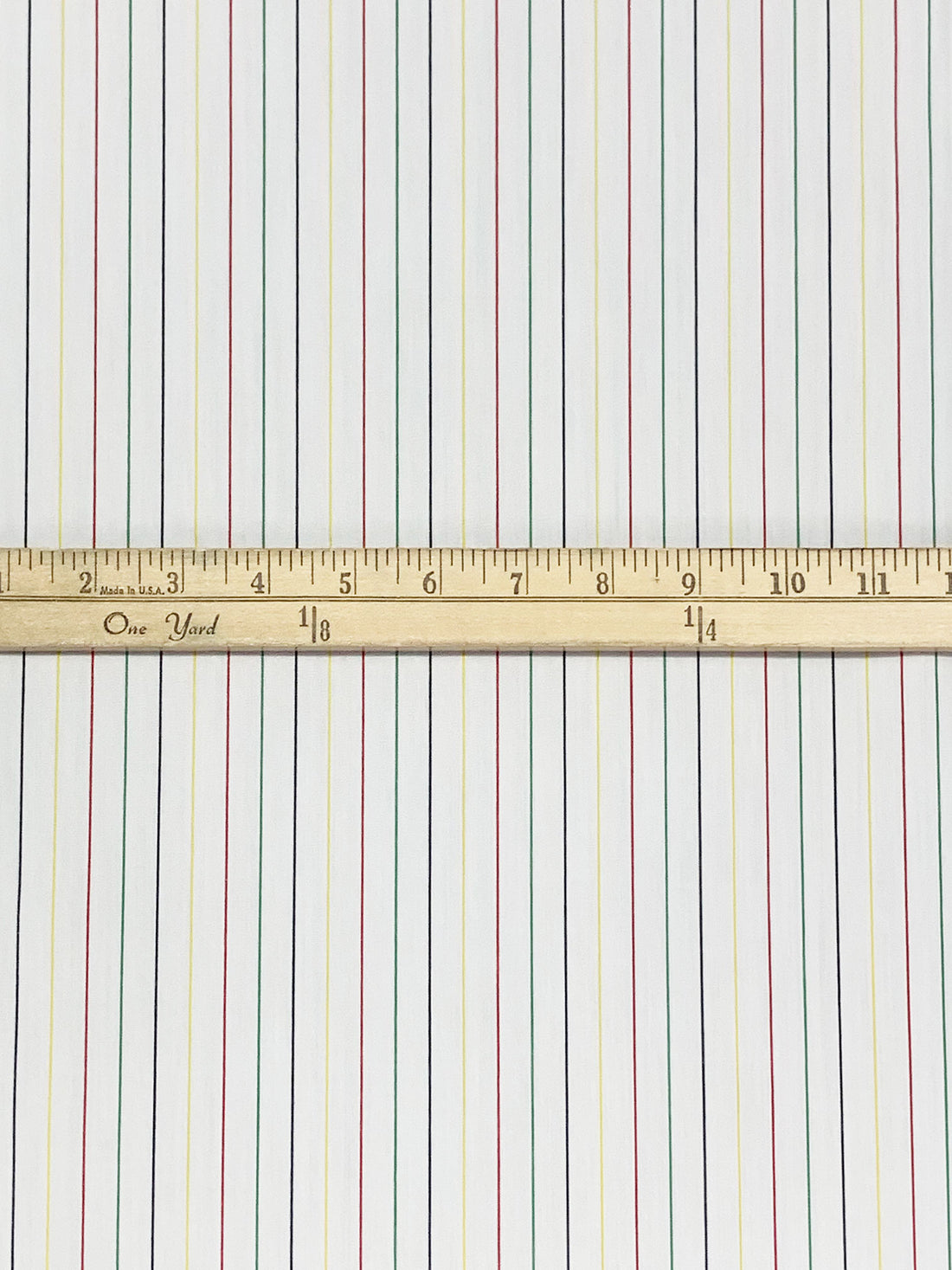 White/Yellow/Red/Multi 100% Cotton Vertical Stripe Shirting - NY Designer - 59W