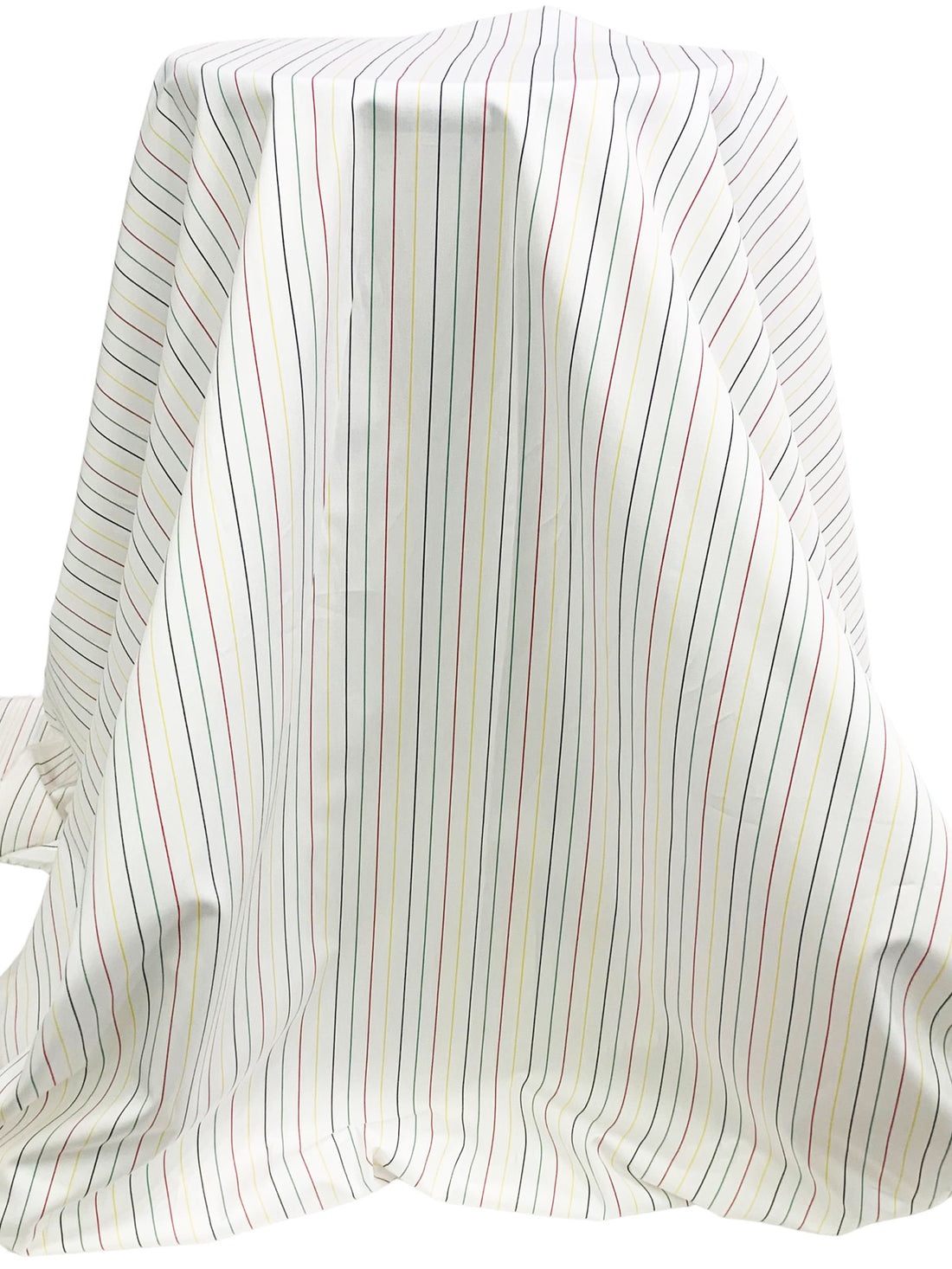 White/Yellow/Red/Multi 100% Cotton Vertical Stripe Shirting - NY Designer - 59W