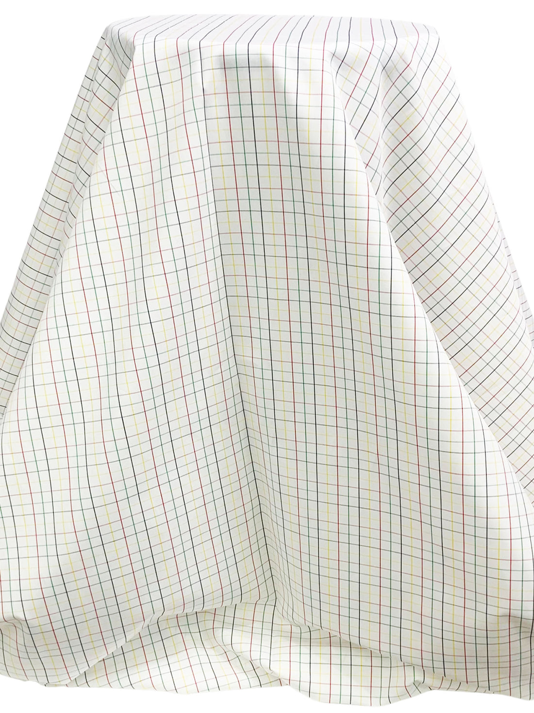 White/Red/Black/Multi 100% Cotton Plaid Shirting - NY Designer - 60W
