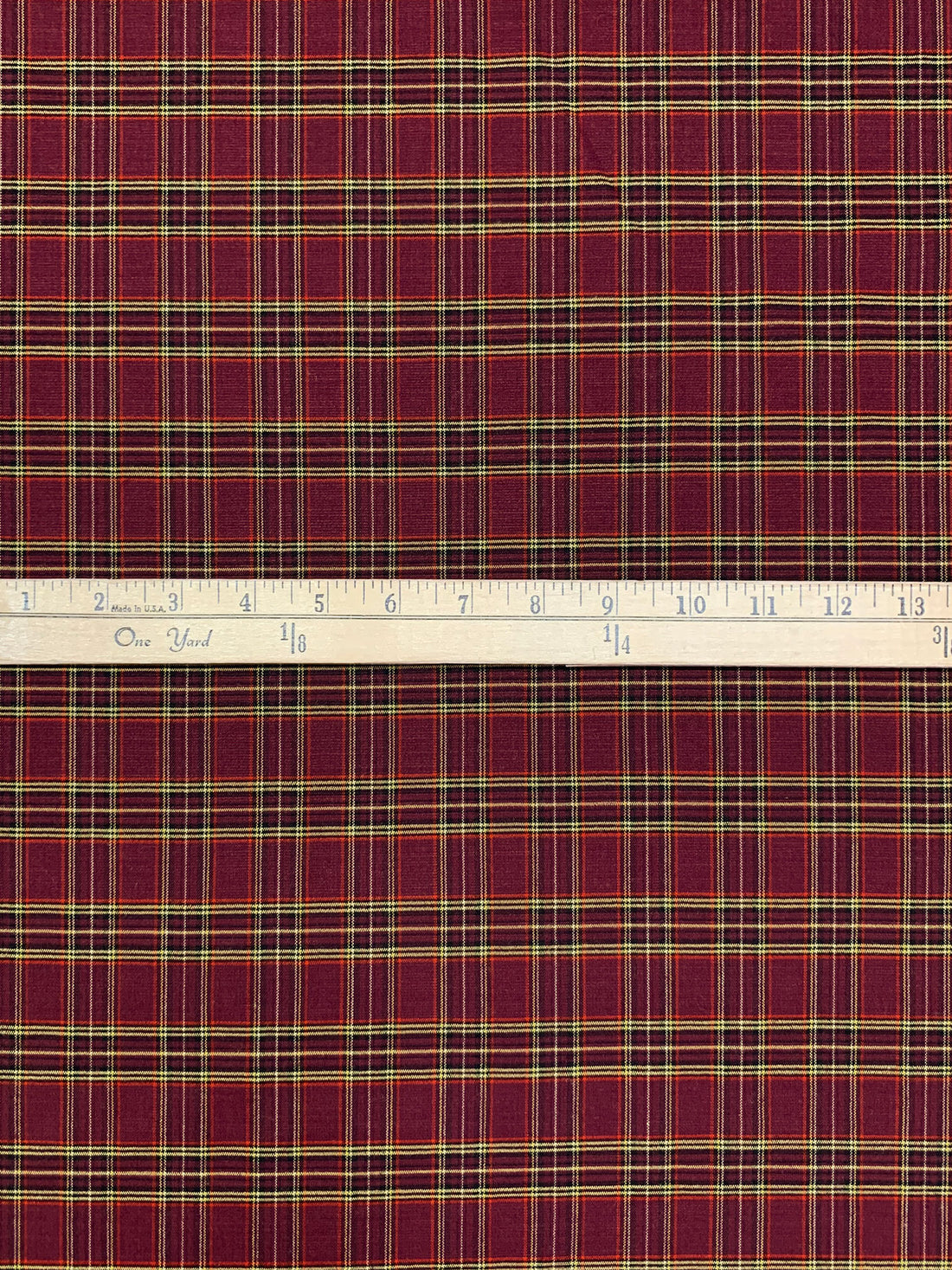 Claret/Wheat/Black/Multi 100% Cotton Yarn-Dyed Plaid Shirting - NY Designer - 53W