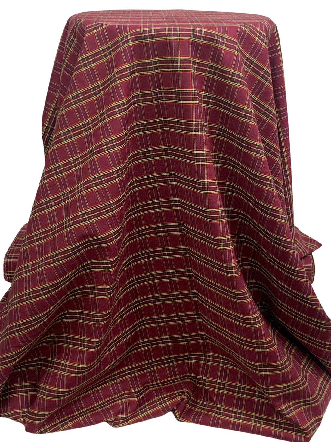 Claret/Wheat/Black/Multi 100% Cotton Yarn-Dyed Plaid Shirting - NY Designer - 53W