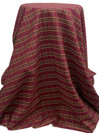 Claret/Wheat/Black/Multi 100% Cotton Yarn-Dyed Plaid Shirting - NY Designer - 53W
