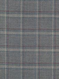 Dusty Oyster Gray/Muted Navy/Barn Red/Multi Polyester/Rayon/Lycra Plaid Weave Stretch Suiting - NY Designer - 56W