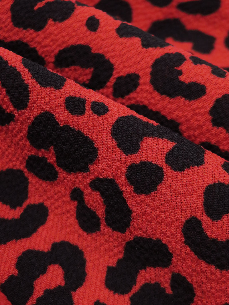 Ruby/Black 100% Polyester Animal Print Bubble Crepe 60W