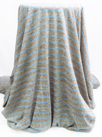 Wood Smoke/Sky Blue/Muted Cedar 100% Cotton Horizontal Stripe Weave Slubbed Jersey Knit - NY Designer - 58W