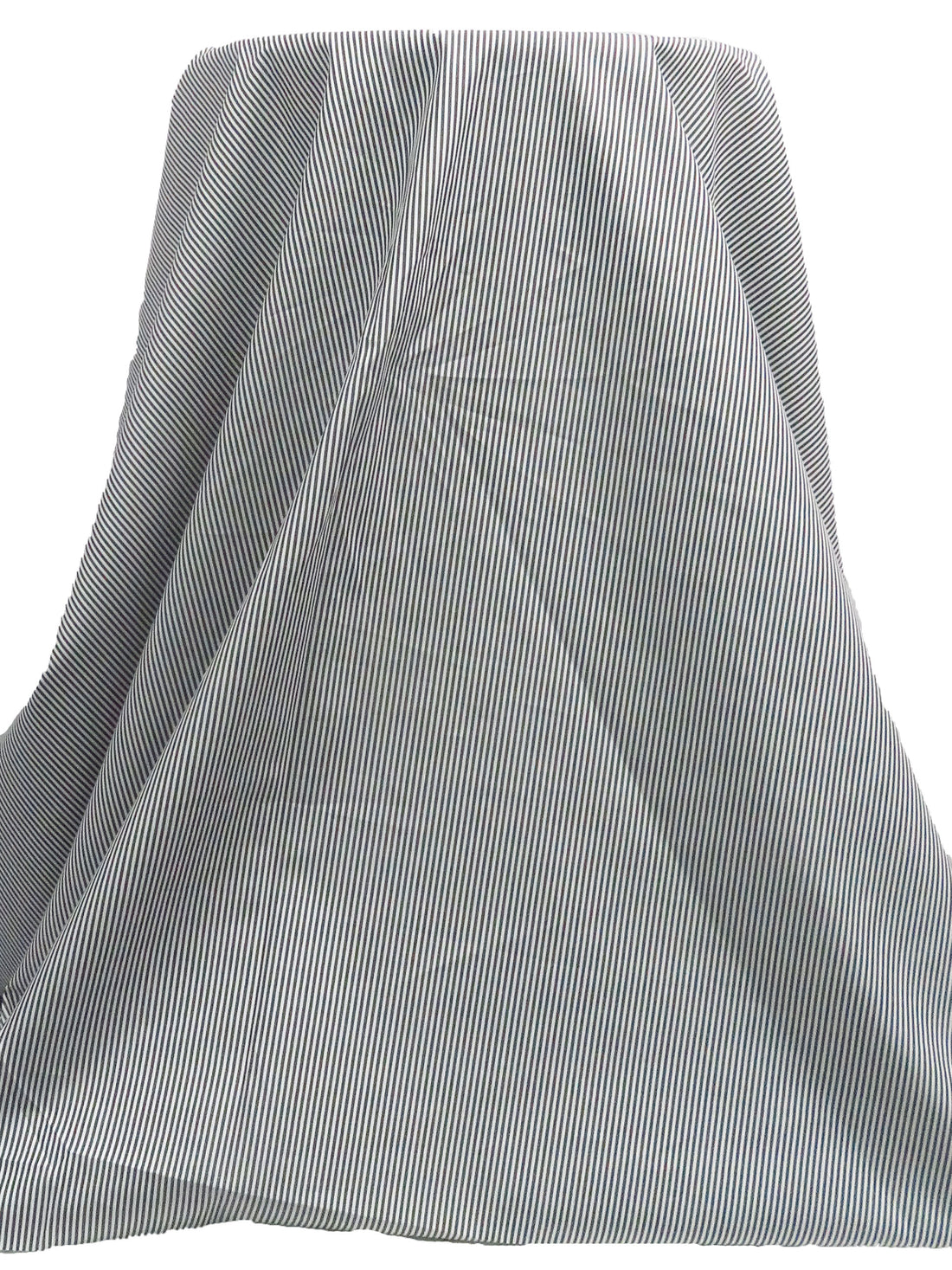 Black/White 100% Cotton Vertical Stripe Weave Yarn-Dyed Shirting - NY Designer - 59W