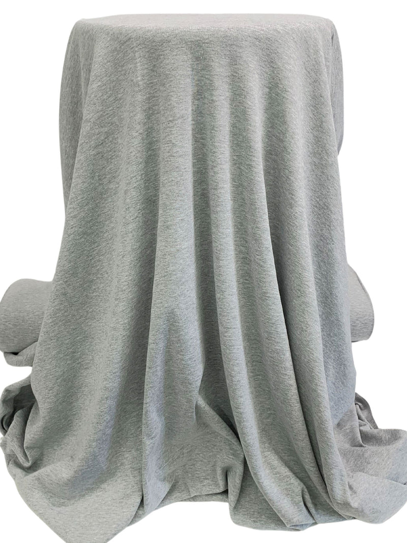 Arctic Gray 100% Cotton Heathered Fine Interlock Knit 56W