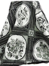 Black/White/Dolphin Gray 100% Cotton Framed Floral Print Poplin Shirting - NY Designer - 57W